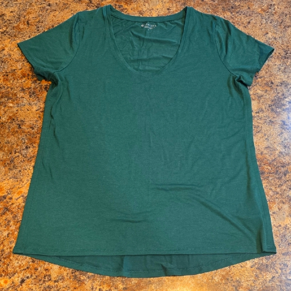 Athleta Forest Green Short Sleeve Tee Size Large